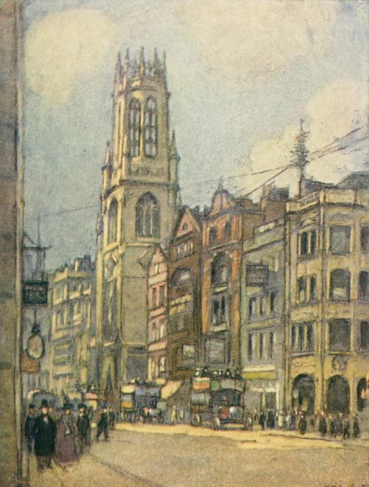 More Wanderings in London 1916 St Dunstans-in-the-West Fleet Street Canvas Art - Horace Livens (18 x 24)
