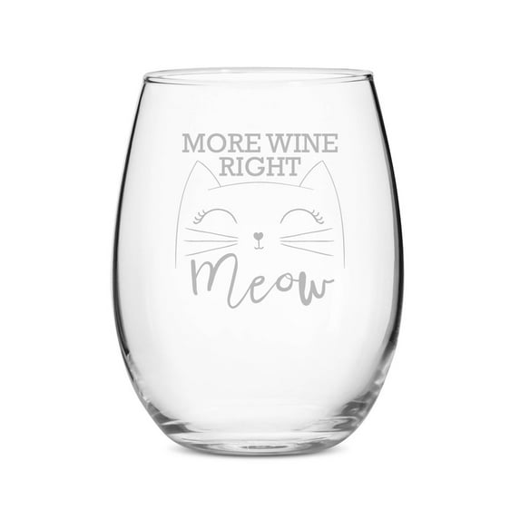 More Wine Right Meow Stemless 15 oz Wine Glass