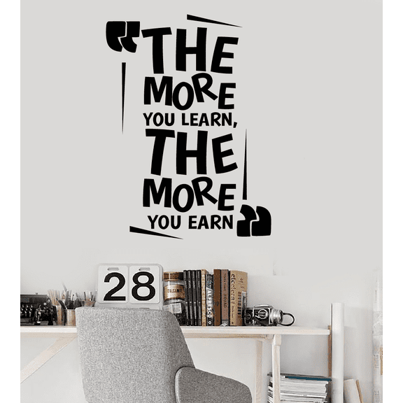 More You Learn Classroom Wall Decals Stickers Education Educational Quotes for Teachers Students School Room Nursery Kindergarten Library Home Art Decals Wall Art Vinyl Decoration Size (20x18 inch)