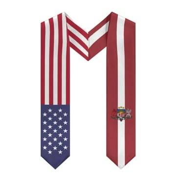 More design Graduation shawl Latvia Flag & United States Flag Stole Sash Honor Study Aboard International Students