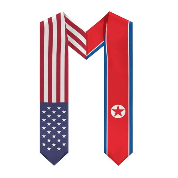 More design Graduation shawl North Korea Flag & United States Flag Stole Sash Honor Study Aboard International Students