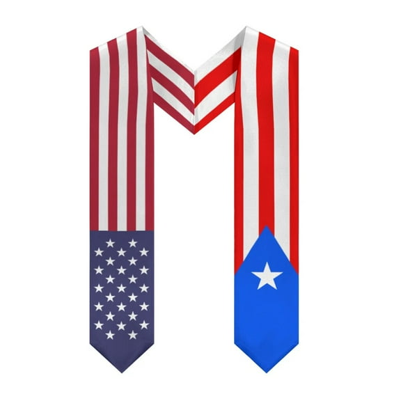 More design Graduation shawl Puerto Rico Flag & United States Flag Stole Sash Honor Study Aboard International Students