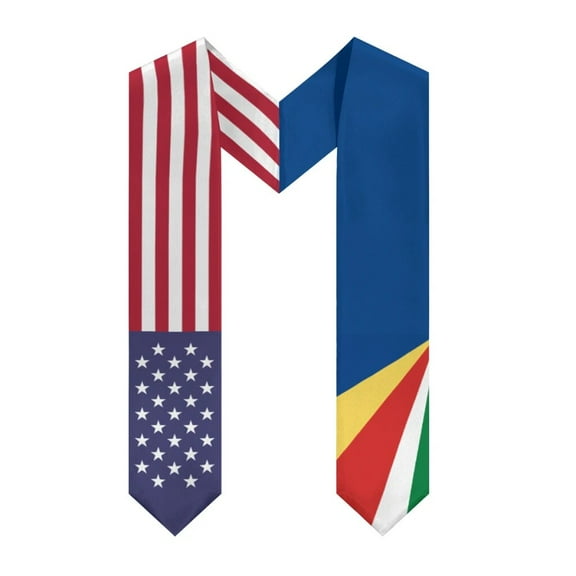 More design Graduation shawl Seychelles Flag & United States Flag Stole Sash Honor Study Aboard International Students