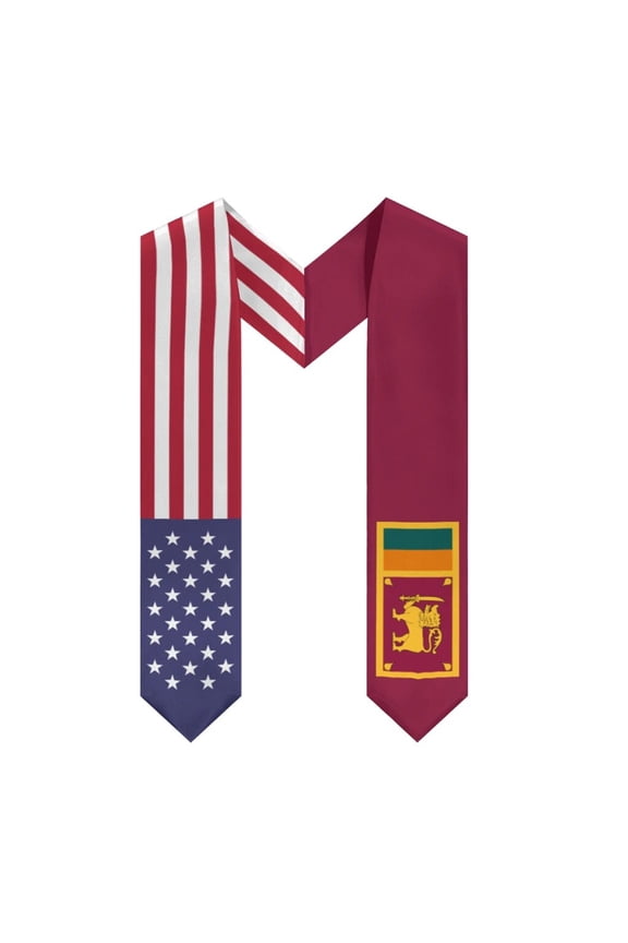 More design Graduation shawl Sri Lanka Flag & United States Flag Stole Sash Honor Study Aboard International Students