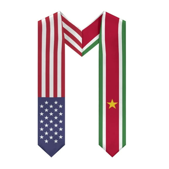 More design Graduation shawl Suriname Flag & United States Flag Stole Sash Honor Study Aboard International Students