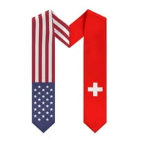 More design Graduation shawl Switzerland Flag & United States Flag Stole Sash Honor Study Aboard International Students
