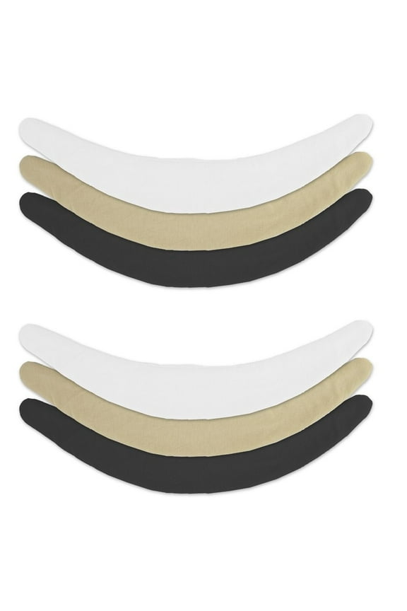 Bamboo-Cotton Tummy Liner Black, White, Beige, 6-pack, XX-Large Sweat-Wicking & Antibacterial