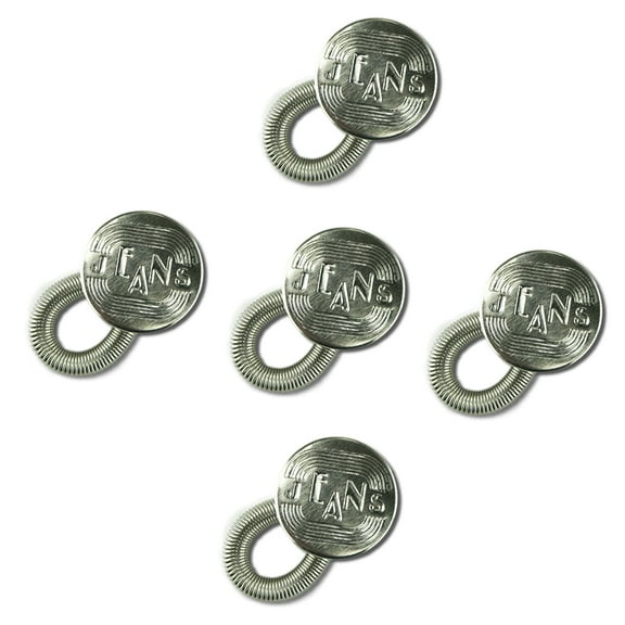 More of Me to Love Silver Jeans Logo Metal Stretchy Button Pant Extender 5-Pack