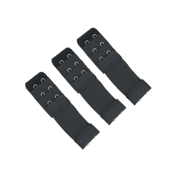 More of Me to Love Stretch Elastic Bra Extender, 2-Hook, Black (3-Pack)