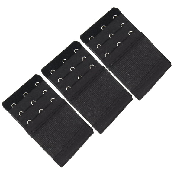 More of Me to Love Stretch Elastic Bra Extender, 3-Hook, Black (3-Pack)