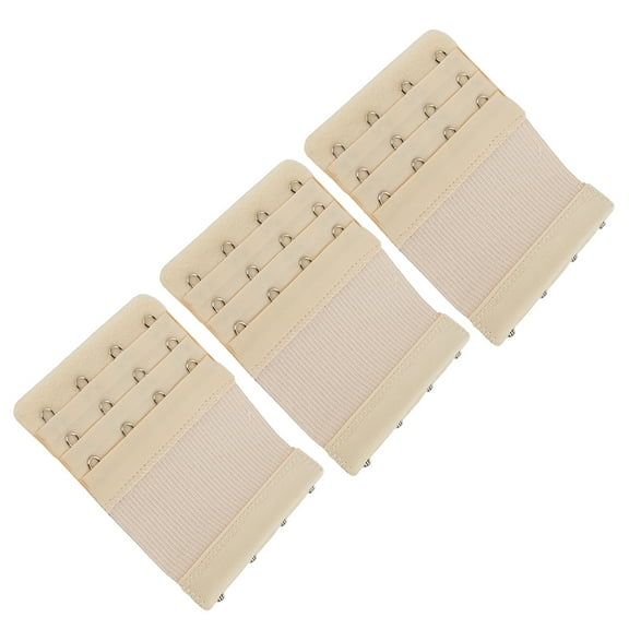 More of Me to Love Stretch Elastic Bra Extender, 4-Hook, Beige (3-Pack)