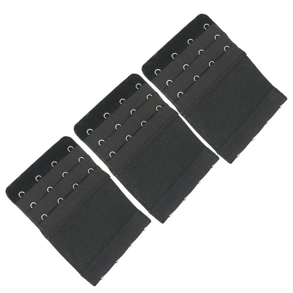 More of Me to Love Stretch Elastic Bra Extender, 4-Hook, Black (3-Pack)
