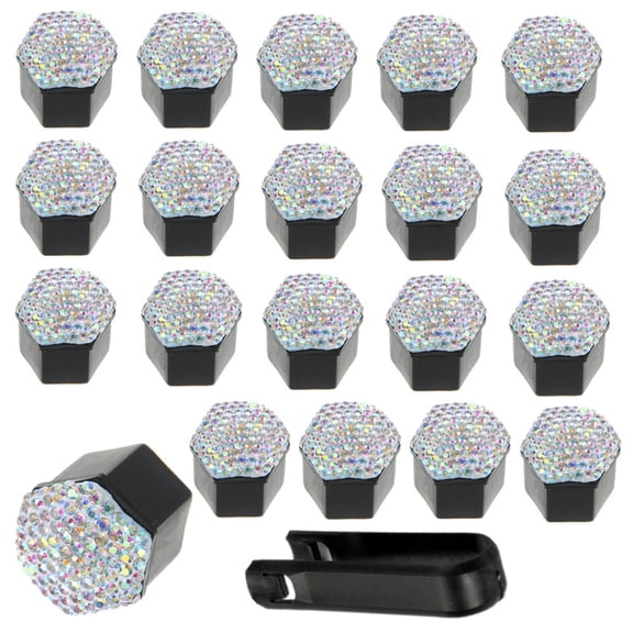 MoreChioce 20pcs Diamond Screw Cap Bling Wheel Hub Decorative Cover Bling Diamonds Lug Nut Covers Set Car Wheel Accessories Color