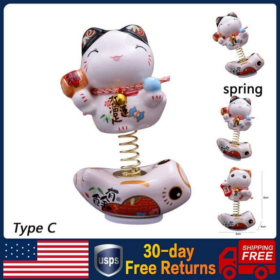 MoreChioce Car Dashboard Ornament Spring Cat Ornaments Cat Auto Accessories Traditional Auspicious Spring Cat Car Driver Cab Interior Accessories Lucky Decoration Type C