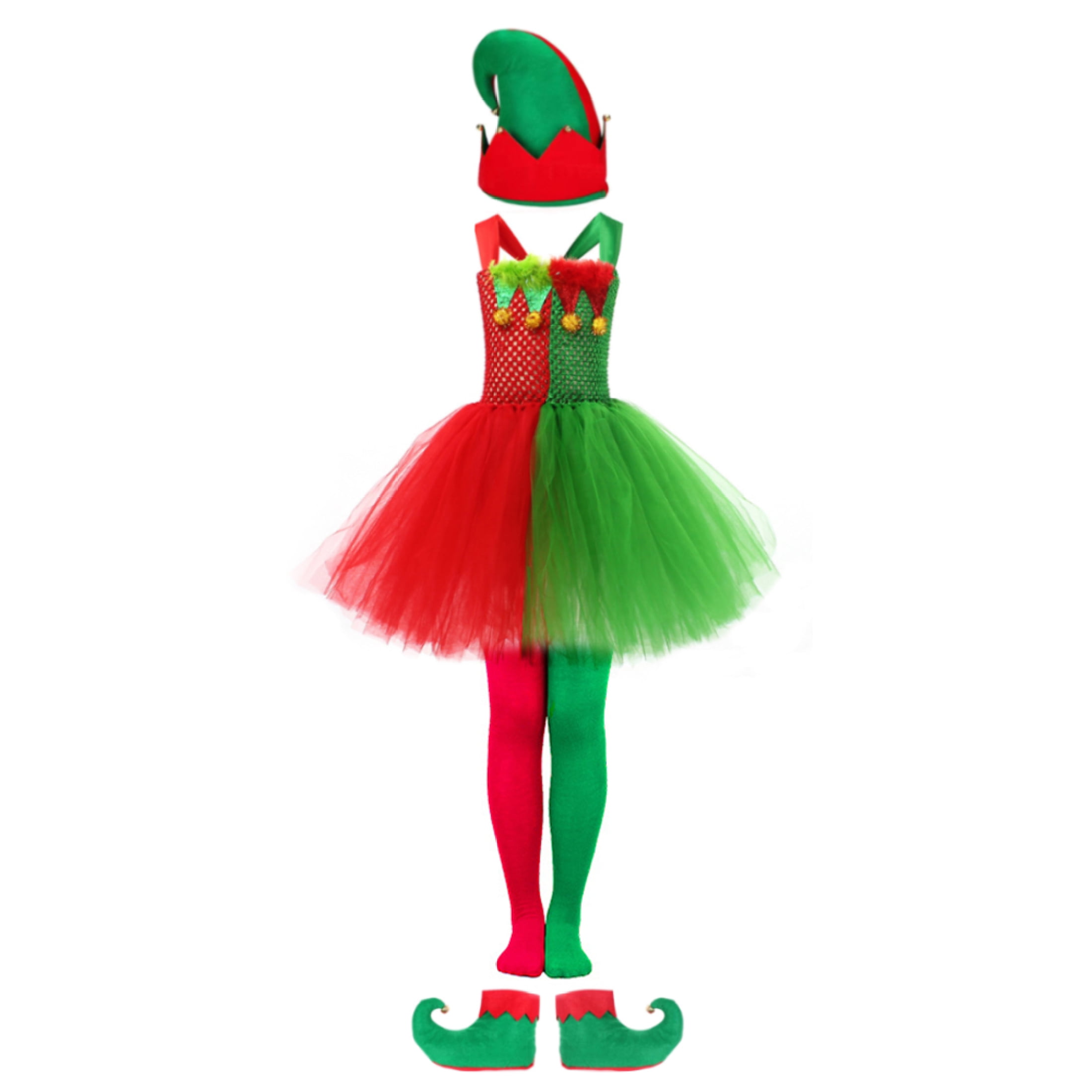 MoreChioce Christmas Elf Costume Dress Clothes Set Cosplay Sets Kids Children Christmas Elf