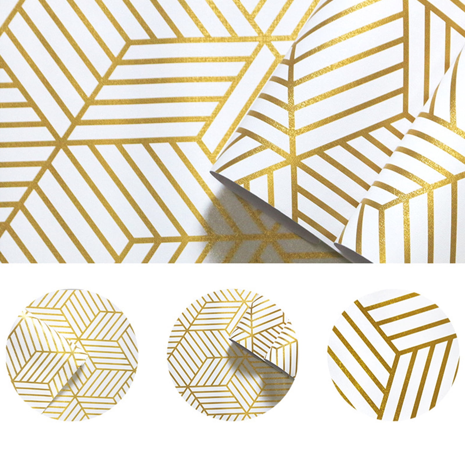 MoreFarther Home Decor Peel & Stick PVC Wallpaper, Gold Geometry, Thick ...