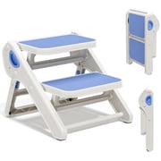 MoreFeel Foldable 2-Step Toddler Step Stool with Extra-Wide Non-Slip TPR Steps, Sturdy Kids Stool for Bathroom Sink, Handwashing and Kitchen, Easy Storage,Blue