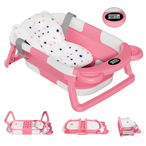 MoreFeel Foldable Baby Bathtub ,with Water Temperature Monitor, 0–38 Months