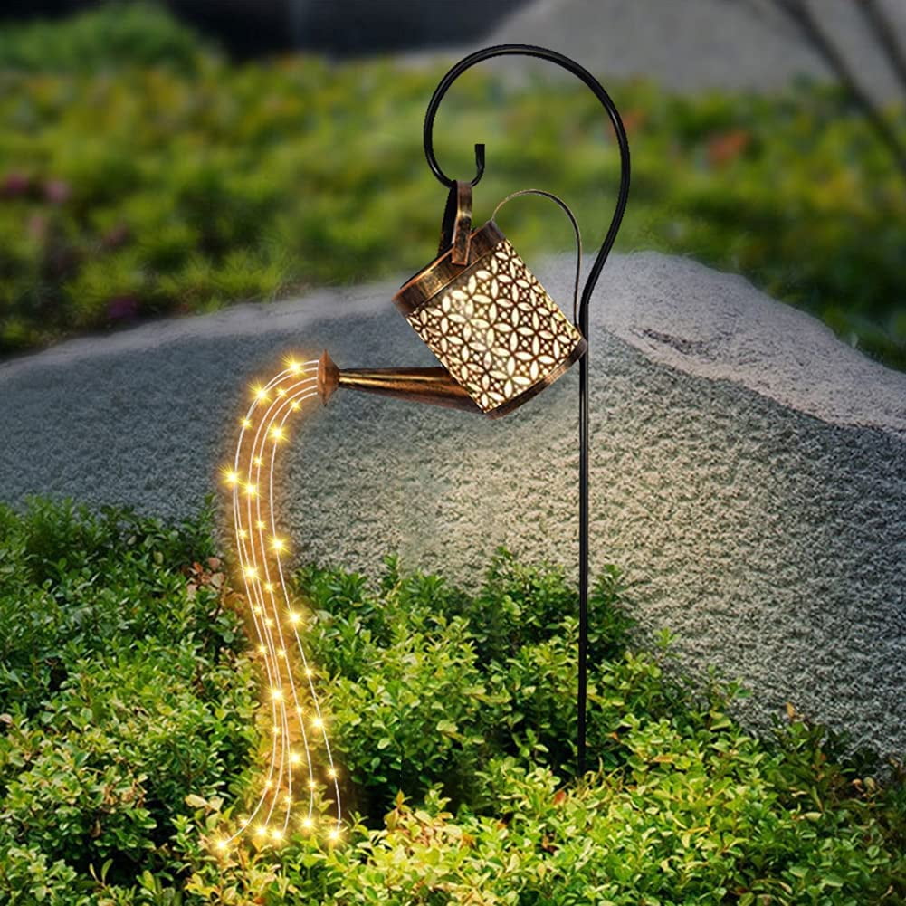 Morease Star Shower Garden Art LED Lights,Solar Watering Can Fairy Lights,Shower Irrigation Can