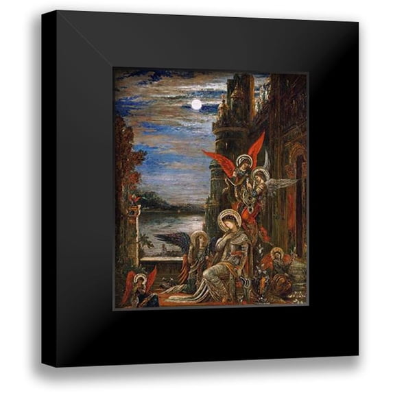 Moreau, Gustave 15x17 Black Modern Framed Museum Art Print Titled - Saint Cecilia. (The Angels Announcing Her Coming Martyrdom)