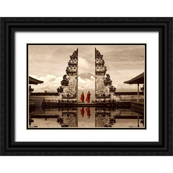 Moreau, Marc 18x14 Black Ornate Wood Framed with Double Matting Museum Art Print Titled - Gates of Heaven-Bali