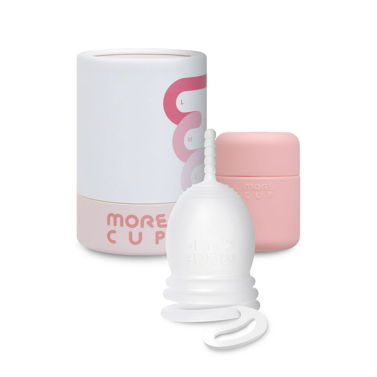 Morecup 100% Silicone Menstrual Cup, Size-Free Menstrual Cup, Period Cup, 100% Medical Silicone, Pink, Reusable, Easy to Remove, Silicone Case  Included