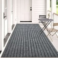 thumbnail image 1 of Morefany 2ft x 6ft Indoor Non-slip Grey Striped Runner Rug Floor Carpet, 1 of 6
