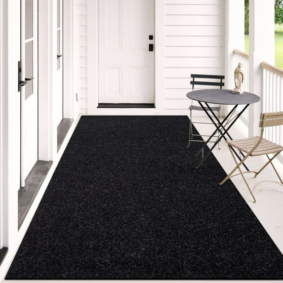 Morefany 3'x12' Runner Rug Indoor for Long Hallway Mat Non Slip Rugs Floor Carpet Area Rug with Rubber Backing Kitchen Laundry Room Entryway, Black