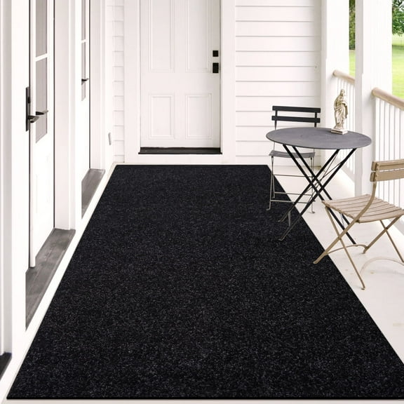 Morefany 4'x12' Runner Rug Indoor for Long Hallway Mat Non Slip Rugs Floor Carpet Area Rug with Rubber Backing Kitchen Laundry Room Entryway, Black