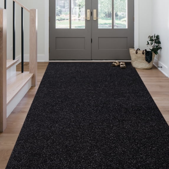 Morefany Black Runner Rug 2ft x 6ft with Rubber Backing
