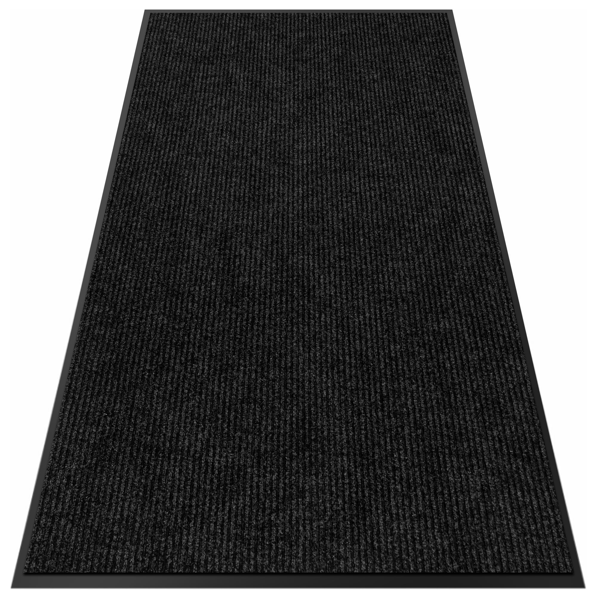 Morefany Door Mat Indoor Entrance Front Doormats Outside Welcome Mats Outdoor Commercial Heavy Duty Dirt Trapper Black Striped 3'x7'