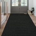 thumbnail image 1 of Morefany Outdoor Indoor Runner Rug Non-Slip Waterproof Stain-Resistant Hallway Carpet, Black Striped, 2ft x 10ft, 1 of 7