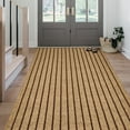 thumbnail image 1 of Morefany Brown Striped Indoor/Outdoor Runner Rug, Non-Slip Rubber Backing, Custom Size 2ft x 10ft Hallway Carpet, 1 of 7