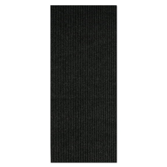 Morefany Indoor Outdoor Runner Rug Non-Slip Water-Resistant Hallway Carpet, 2x6 ft, Black Striped