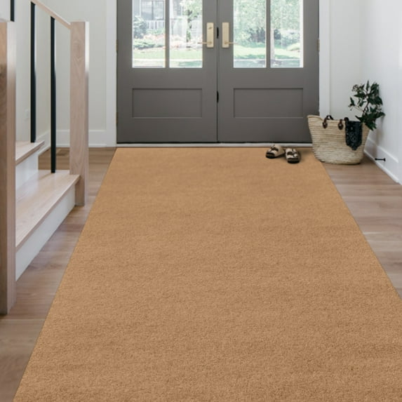 Morefany Outdoor Indoor Runner Rug Custom Size Rugs Non-Slip Hallway Carpet Runners with Rubber Backing Mat for Kitchen Entryway Garage Laundry 2ft x 6ft, Light Brown