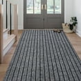 thumbnail image 1 of Morefany Outdoor Indoor Runner Rug Custom Size Rugs Non-Slip Hallway Carpet Runners with Rubber Backing Mat for Kitchen Entryway Garage Laundry 4ft x 16ft, Grey Striped, 1 of 7