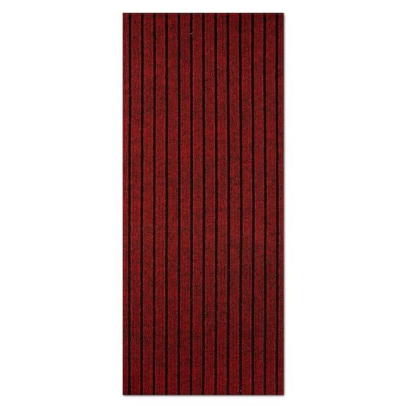 Morefany Runner Rugs Outdoor Indoor Area Rug with Rubber Backing Non Slip Carpet Custom Size Mat for Hallway Entryway Kitchen Garage Laundry Striped Red 3' x 25'