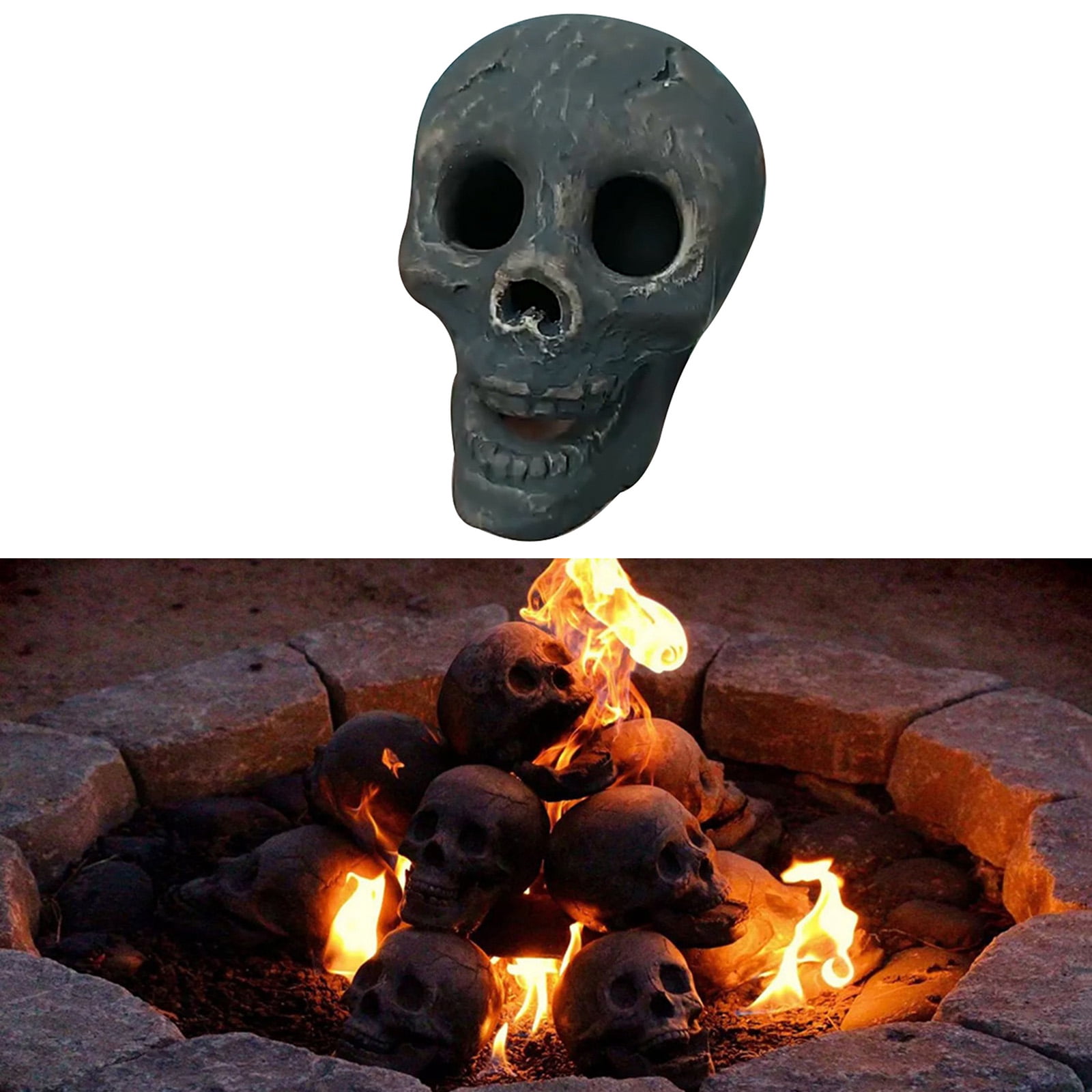 Morefun Ceramic Imitation Human Skull Fire Log,Reusable Fireproof skull ...