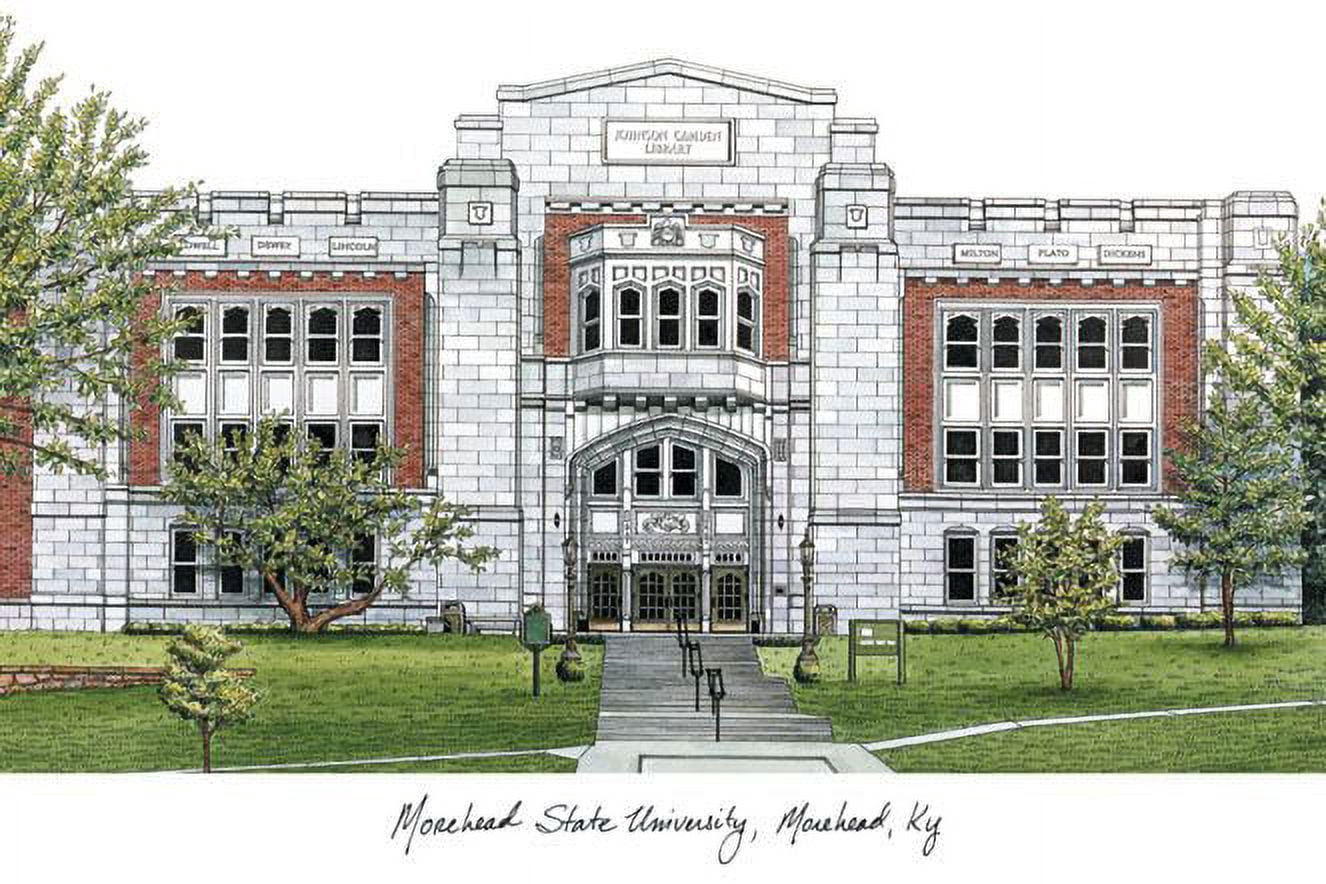 Morehead State University 11w x 8.5h Manhattan Black Single Mat Gold Embossed Diploma Frame with Bonus Campus Images Lithograph (value savings at $59)