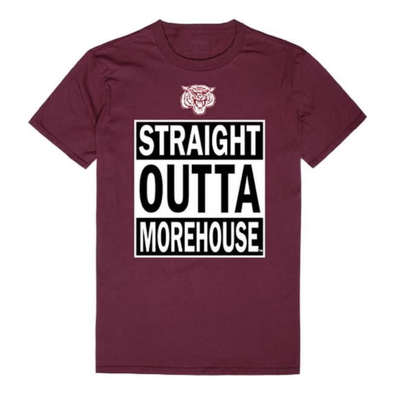 Morehouse College Men Straight Outta T-Shirt, Maroon White - Small
