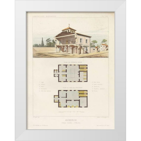 Morel, A. 15x18 White Modern Wood Framed Museum Art Print Titled - Habitations Modernes IV