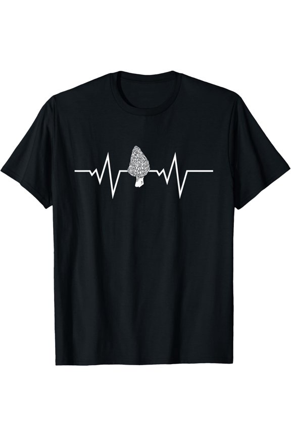 Morel Hunter Foraging Heartbeat Mushroom Hunting T-Shirt Size S-5XL