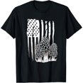 thumbnail image 1 of Morel Mushroom Hunter Patriotic American USA Flag T-Shirt, 1 of 4