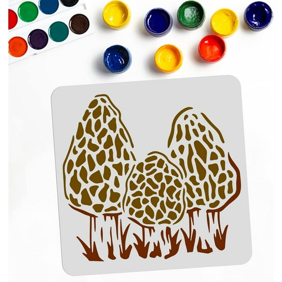 Morel Mushroom Stencil Mushroom Painting Stencils Mushroom Grass Pattern 11.811.8 Inch Reusable Garden Stencils for DIY