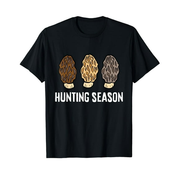 Morel Mushrooms Mycologist Foraging Mushroom Hunting Season Cotton T-Shirt Black