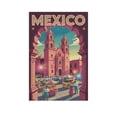 thumbnail image 1 of Morelia Retro City Travel Poster with Cathedral, Parades And Colorful Night Life Canvas Poster, 1 of 8