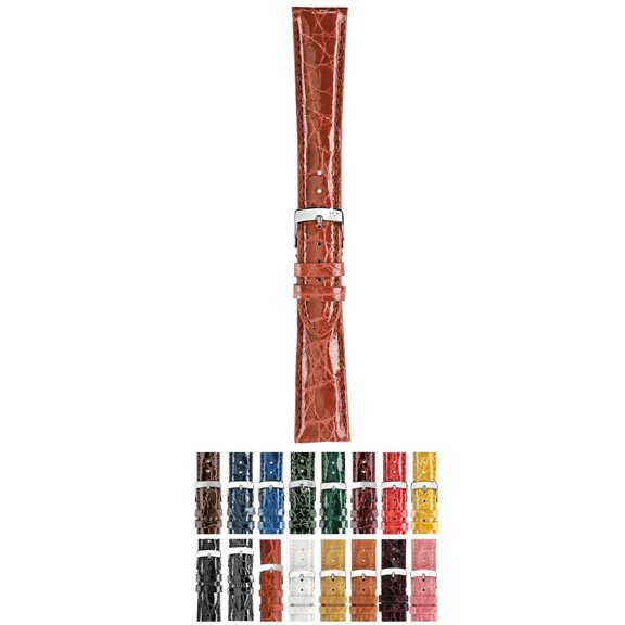 Morellato Amadeus Genuine Crocodile Leather Watch Strap - Tan Brown - 18mm - Chrome-plated Stainless Steel Buckle - PELLI PREZIOSE Collection