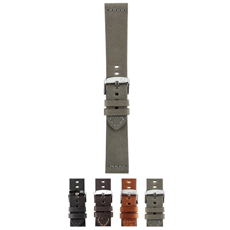 Morellato Bramante Genuine Leather Watch Strap - Grey Charcoal - 24mm -  Chrome-plated Stainless Steel Buckle - MANUFATTI Collection