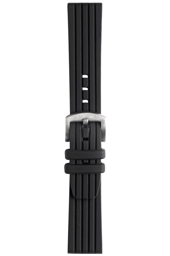 Brenta Rubber Watch Strap - Black - 20mm - Satin-finish Stainless Steel Buckle - RUBBER Collection