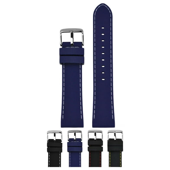 Morellato Carezza Silicone Watch Strap - Dark Blue - 24mm - Chrome-plated Stainless Steel Buckle - RUBBER Collection